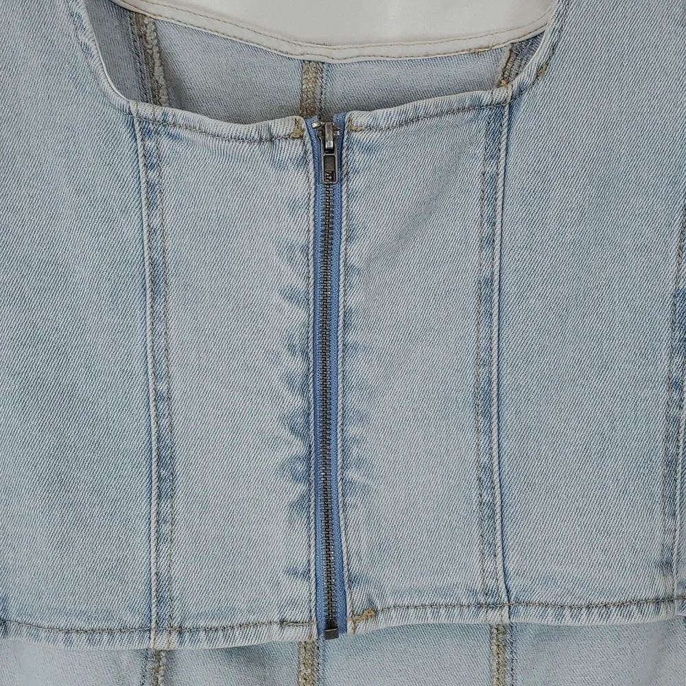 Wild Fable Women's Cropped Denim Corset Tank Top ~ Blue - Picture 9 of 16